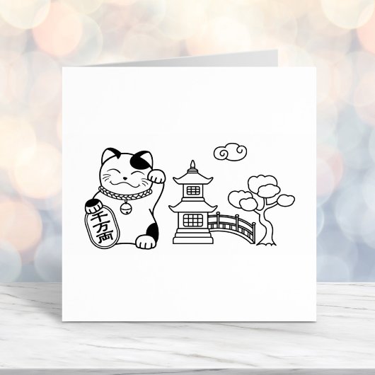 Tampon Auto-encreur Maneki Neko Japonais Chat chanceux