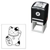 Tampon Auto-encreur Maneki Neko Japonais Lucky Cat Monogramme (En situation)