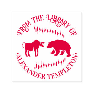 Tampon Auto-encreur Marché boursier Taureau vs Ours #2 Nom du livre de