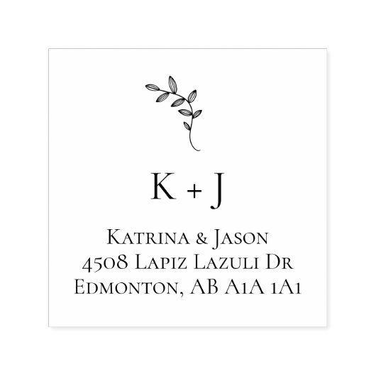 Tampon Auto-encreur Mariage Adresse de retour Monogramme personnalisé (Design)