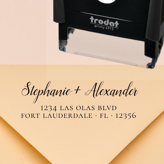 Tampon Auto-encreur Mariage Adresse de retour Script manuscrit moderne