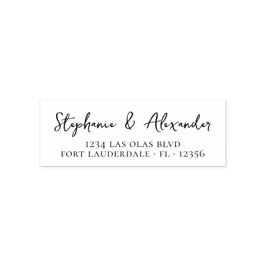 Tampon Auto-encreur Mariage Adresse de retour Script manuscrit moderne (Design)