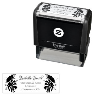 Tampon Auto-encreur Mariage aux feuilles de Monstera vert tropical et 