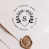 Tampon Auto-encreur Mariage classique Monogram Botanique Adresse de re