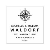 Tampon Auto-encreur Mariage côtier nautique Compass Adresse de retour (Design)