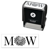 Tampon Auto-encreur Mariage Couple Chrysanthème 2 Initiales Monogramme (En situation)