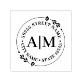 Tampon Auto-encreur mariage d'adresse de retour botanique monogramme é (Design)