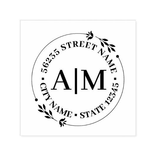 Tampon Auto-encreur mariage d'adresse de retour botanique monogramme é (Design)