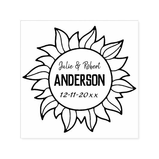 Tampon Auto-encreur Mariage Date Sun Seal personnalisé pour les jeunes (Design)