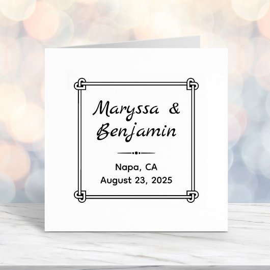 Tampon Auto-encreur Mariage de cadre en forme de noeud carrossable