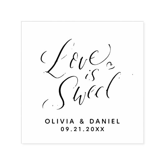 Tampon Auto-encreur mariage de calligraphie moderne "l'amour est doux" (Design)