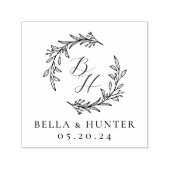 Tampon Auto-encreur Mariage de germes floraux Monogramme initial (Design)