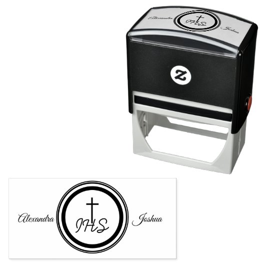 Tampon Auto-encreur Mariage de la Bible catholique encadrée (En situation)