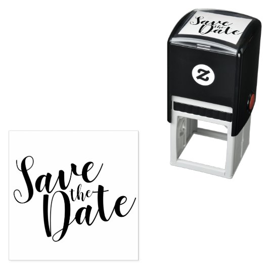 Tampon Auto-encreur Mariage de script moderne Enregistrer la date (En situation)