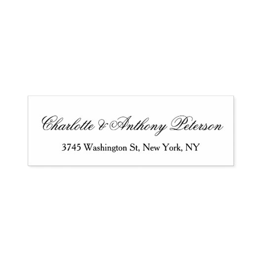 Tampon Auto-encreur Mariage Écriture Élégante Créative Noir Blanc Fami (Design)