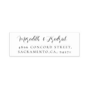 Tampon Auto-encreur Mariage élégant Adresse de retour Script chic