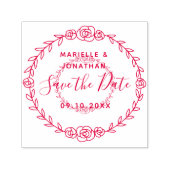 Tampon Auto-encreur Mariage Enregistrer la date Floral Rose Vine Circu (Design)