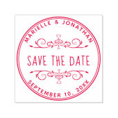 Tampon Auto-encreur Mariage Enregistrer la date Personnalisé Coeur Flo (Design)