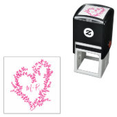 Tampon Auto-encreur Mariage Feuille personnalisé en forme de coeur (En situation)