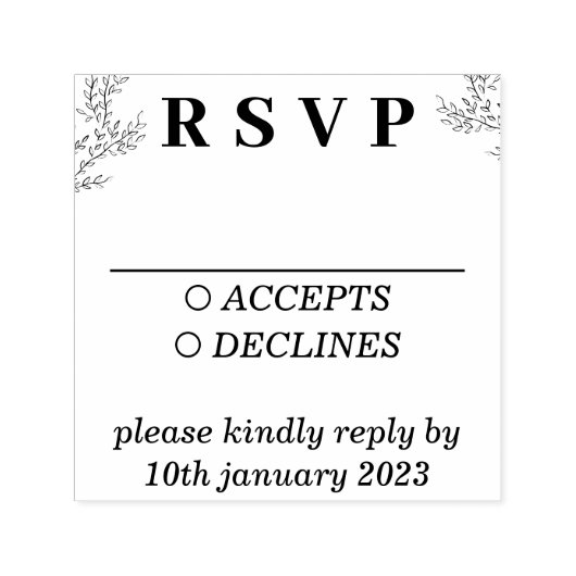 Tampon Auto-encreur Mariage floral ivoire simple (Design)