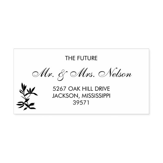 Tampon Auto-encreur Mariage floral rustique intemporel (Design)