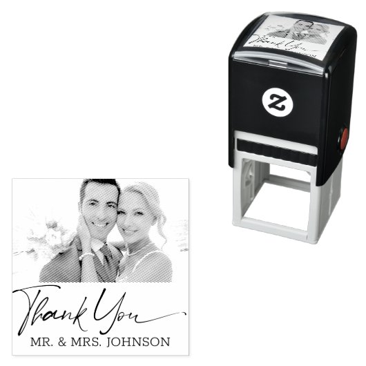 Tampon Auto-encreur Mariage Merci photo (En situation)