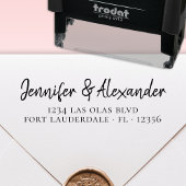 Tampon Auto-encreur Mariage moderne retour adresse Calligraphie Script