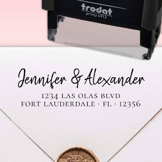 Tampon Auto-encreur Mariage moderne retour adresse Calligraphie Script