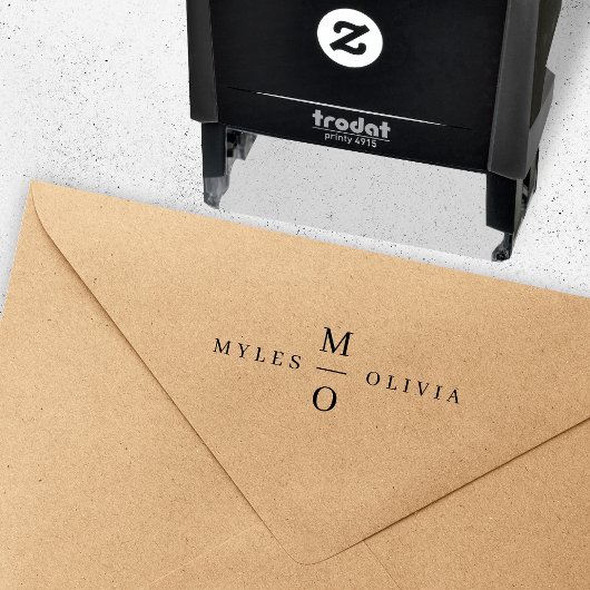 Tampon Auto-encreur Mariage Monogram Elegant M. et Mme.