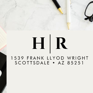 Tampon Auto-encreur Mariage Monogramme Simple Customisée Adresse de re