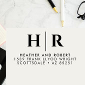 Tampon Auto-encreur Mariage Monogramme Simple Customisée Adresse de re