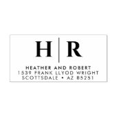 Tampon Auto-encreur Mariage Monogramme Simple Customisée Adresse de re (Design)