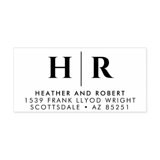 Tampon Auto-encreur Mariage Monogramme Simple Customisée Adresse de re (Design)