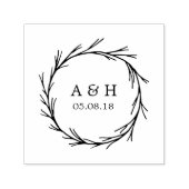 Tampon Auto-encreur Mariage Monogramme Wreath Self-Inking Timbre (Design)