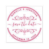 Tampon Auto-encreur Mariage Sauvegarder la date Moderne Script Coeurs (Design)