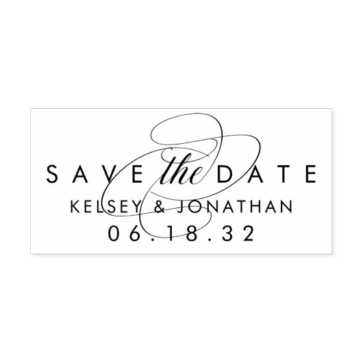 Tampon Auto-encreur Mariage simple et élégant Enregistrer la date (Design)