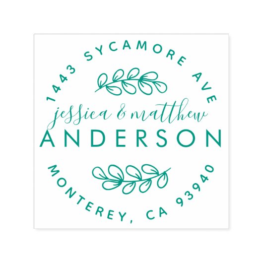 Tampon Auto-encreur Marié Couple Sweet Rustic Script Retourner l'adres (Design)