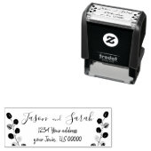 Tampon Auto-encreur mariée et mariée feuille eucalyptus (En situation)