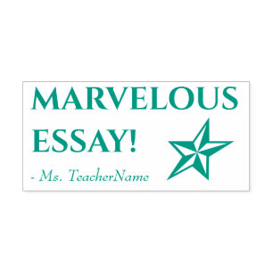 Tampon Auto-encreur "MARVELOUS ESSAY !" + Nom de l'enseignant personna