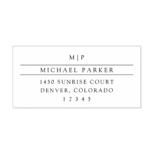 Tampon Auto-encreur Masculine minimaliste Initiales et adresse de re