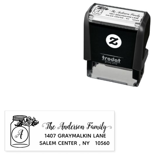 Tampon Auto-encreur Mason Jar Calligraphie Adresse Famille manuscrite (En situation)