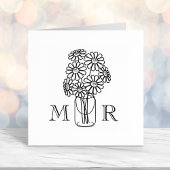 Tampon Auto-encreur Mason Jar Daisy Fleurs Mariage Monogrammes Initial