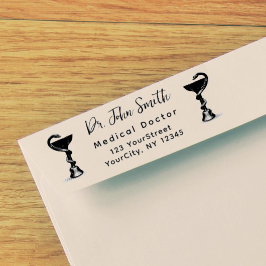 Tampon Auto-encreur Médicale Snake Bowl Hygieia Script Adresse de reto