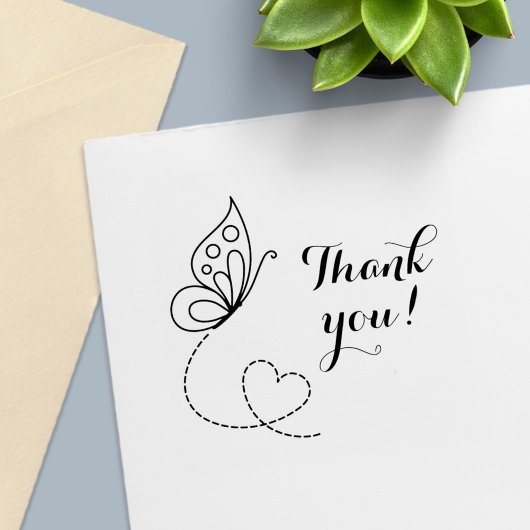 Tampon Auto-encreur Merci cardiaque papillon