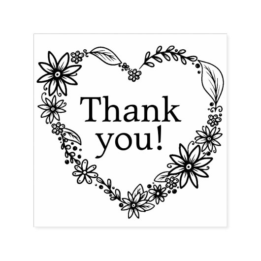 Tampon Auto-encreur Merci de couronne de coeur floral (Design)
