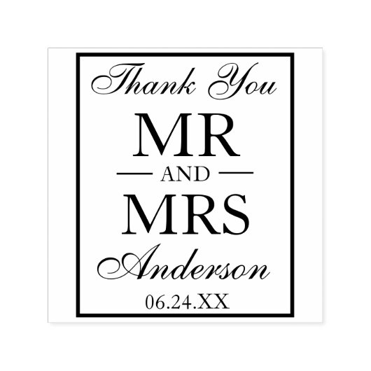 Tampon Auto-encreur Merci Mariage M. et Mme. (Design)