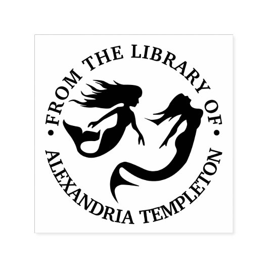 Tampon Auto-encreur Mermaiers Baignade Silhouette Bibliothèque Nom du  (Design)