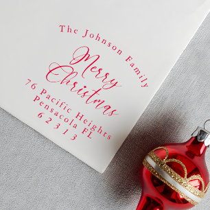 Tampon Auto-encreur MERRY CHRISTMAS Courbé Texte Nom et adresse de fam