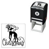 Tampon Auto-encreur Merry Christmas Greyhound Reindeer Rubber Stamp (En situation)