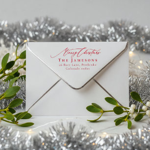 Tampon Auto-encreur MERRY CHRISTMAS Red Nom de famille Adresse de reto
